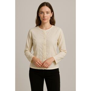 Ann Taylor x Vintage Late 80s 100% Undyed Linen Button Down Lagen Shirt